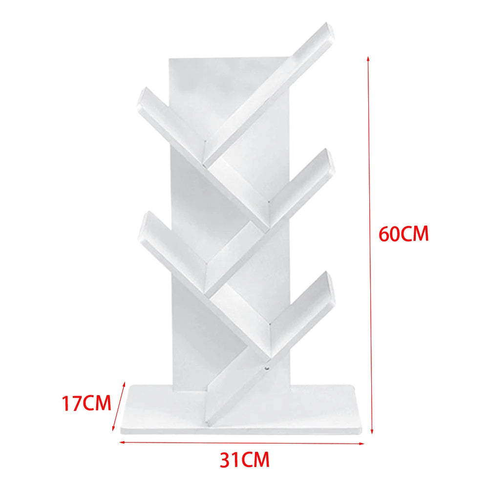 【Breeins】Rustic Standing Tree Bookshelf Wood Display Rack For Home Office Decoration Storage Organizer Shelf Bookcase