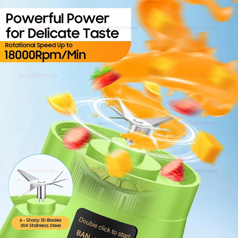 380ml Portable Electric Juicer Smoothie Blender USB Rechargeable Food Processor Mini Fruit Mixer for Travel Kitchen Workout