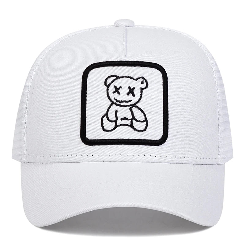 Unisex XX Little Bear Embroidery Baseball Net Caps Spring and Summer Outdoor Adjustable Casual Hats Sunscreen Hat