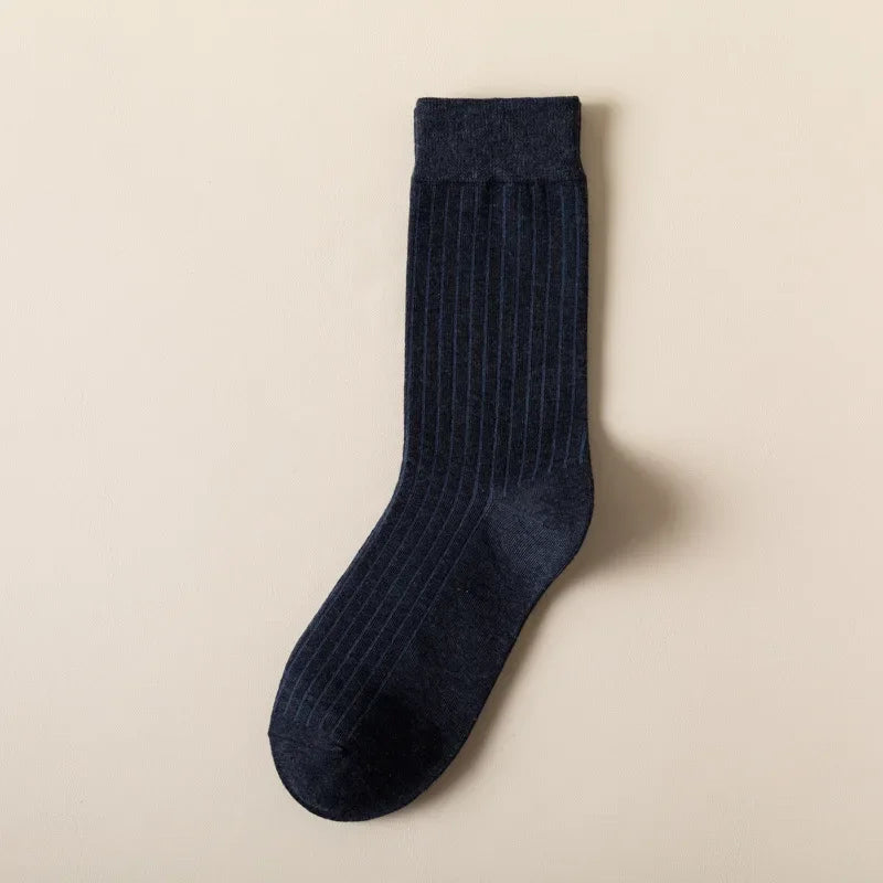 Men Cotton Socks High Quality Solid Color Business Crew Spring Autumn Knitting Mib Tube Ankle Long Breathable Casual Soft Socks