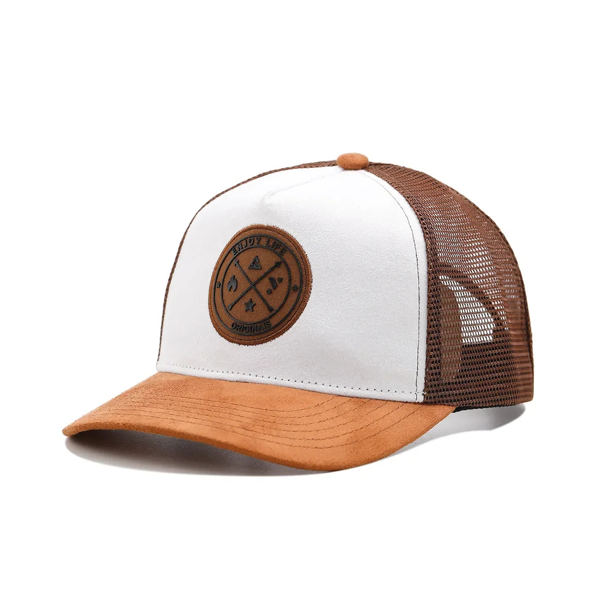 New round label letter grid baseball cap Spring and autumn outdoor men's and women's casual sunshade cap