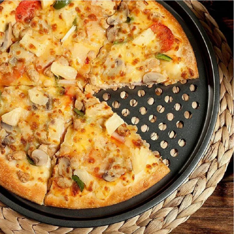 Household Pizza Pans with Holes Breathable Non-Stick Professional Baking Tray for Restaurant Home Grill Barbecue Baking Tools