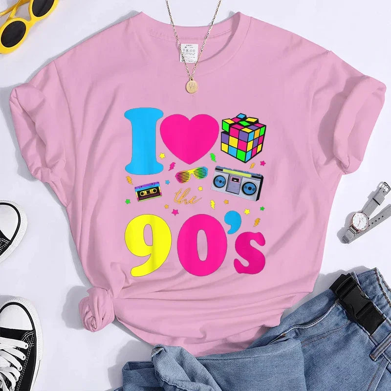 Women's Fashion 90's T-Shirt Summer Casual Classic 90's Shirt Loose Women's T-Shirt Tops  Y2k Top  Shirts for Women
