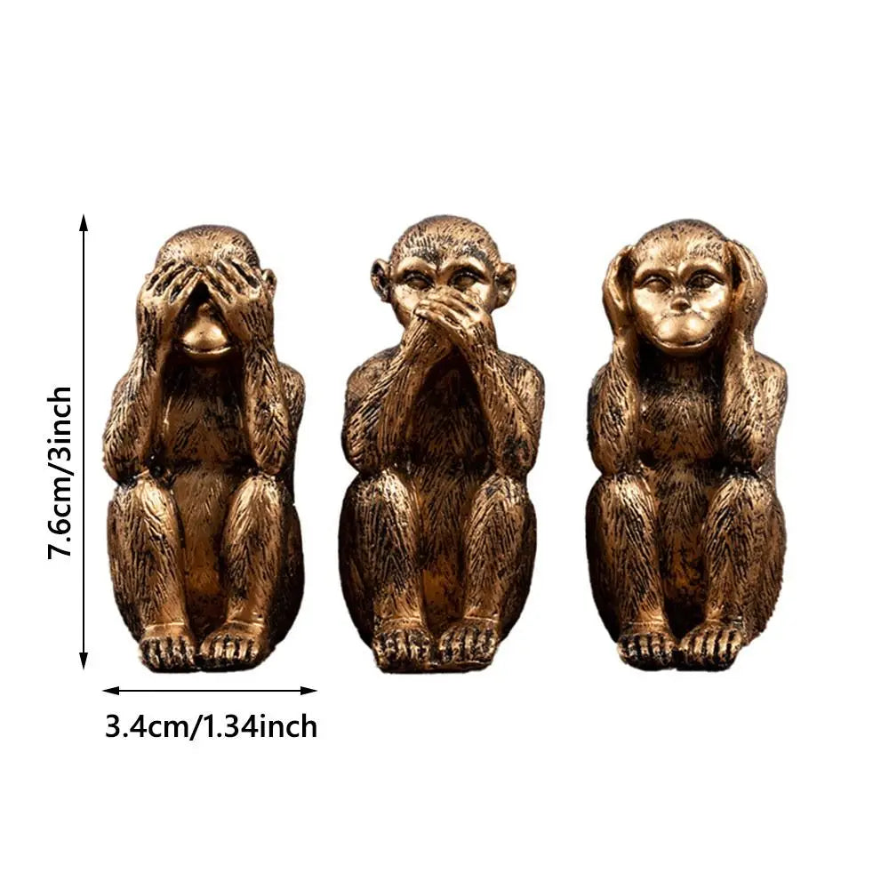 Resin Three Wise Monkeys Figurines Don't See Don't Speak Home Decor Crafts Don't Hear Creative Design Monkey Ornaments