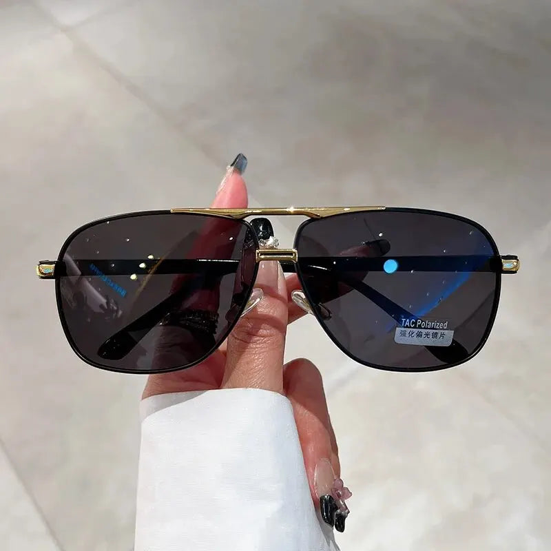 KAMMPT Oversized Vintage Sunglasses Men Women Fashion Polarized Photochromic Shades Eyewear Double Bridge Driving Sun Glasses