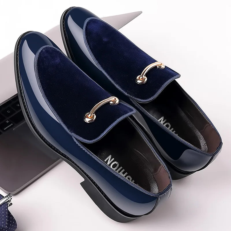 Italian Men's Dress Shoes British Suede Patent Leather Casual Shoes Korean Trendy Loafers 2024 Male Wedding Party Shoes for Men