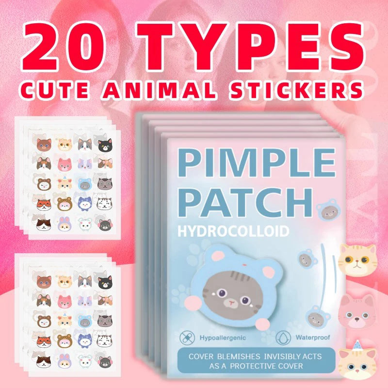 HUA HUA 600pcs Cartoon Animal Shaped Acne Patches Skincare Stickers Makeup Tools