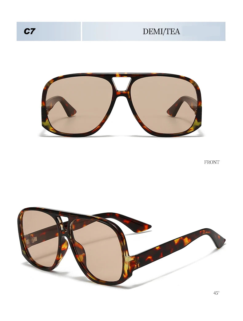 Hiking Camping Oversized Women Double Bridges Anti Light Glasses Fashion Outdoor Driving Eyeglasses Beach Travel UV400 Shades