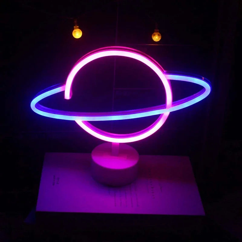 LED Neon Night Light Sign Flamingo Coconut Tree Cactus Table Lamp Kids Birthday Gifts Bedroom Christmas Art Decor Battery/USB