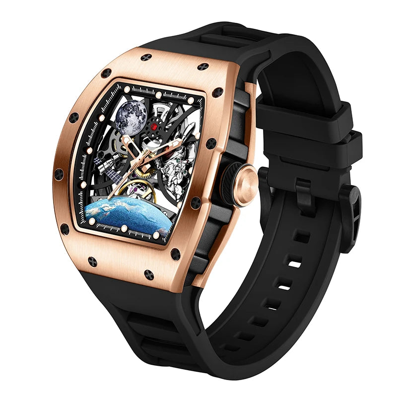Hollow Automatic Mechanical Watch 5ATM Waterproof Sports Silicone Strap Custom Logo High-Quality Wristwatch Active Lifestyle