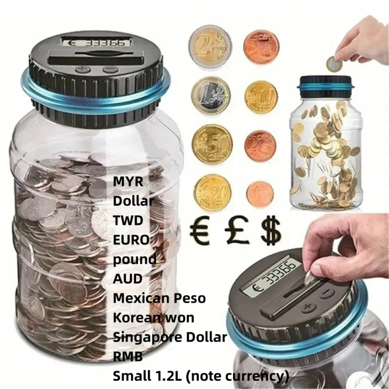 Max Coin Counting Box, Automated Coin Bank, Electronic Piggy Bank Counter Money Saving Jar Coins Storage Case Safe USD EURO Gift