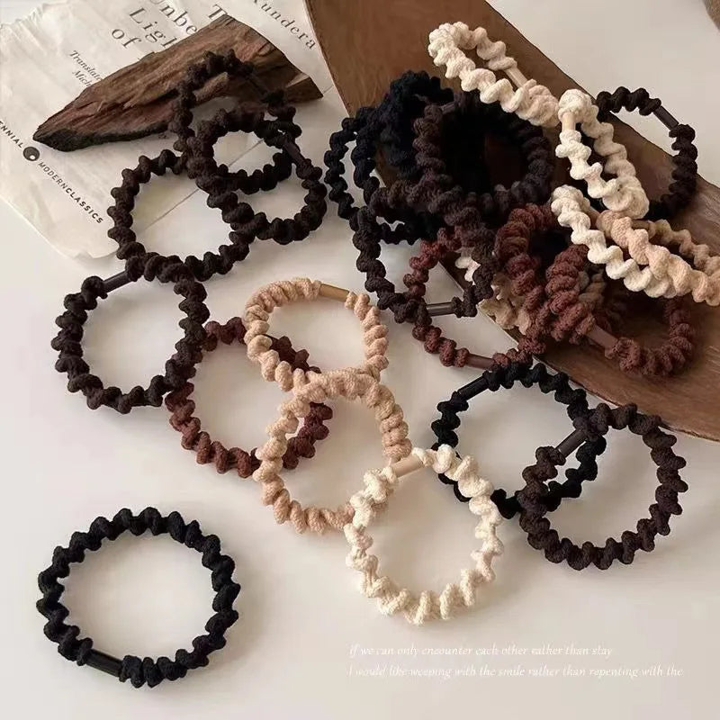 5Pcs/Lot Minimalist Black Brown Hair Rope Soft High Elastic Hair Bands Casual Women Girls Ponytail Scrunchies Hair Accessories