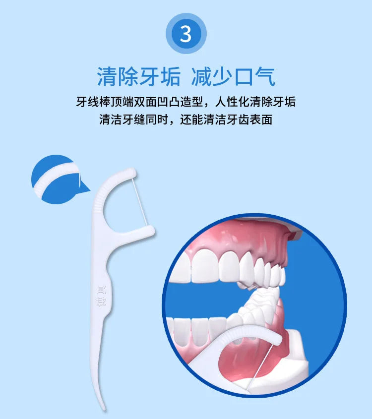 50Pcs/Box Portable Disposable Dental Floss Plastic Toothpick High-tension Dental Floss Stick Dental Floss Box ﻿Oral Care 치실 디스펜서