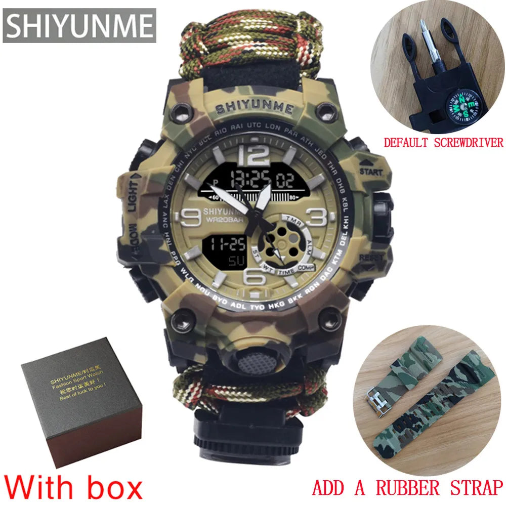 SHIYUNME G Style Military Sports Digital Watches Compass Outdoor Survival Multi-function Waterproof Mens Watch Relogio Masculino