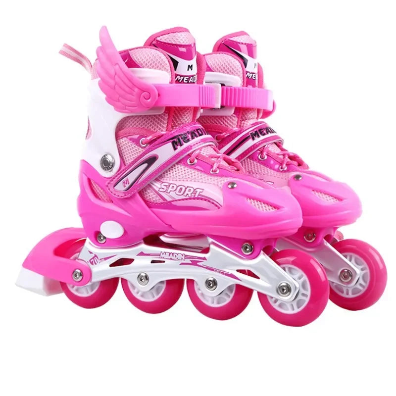 Skating shoes, children's flash straight row roller skating shoes, roller skating shoes, adjustable for both men and women