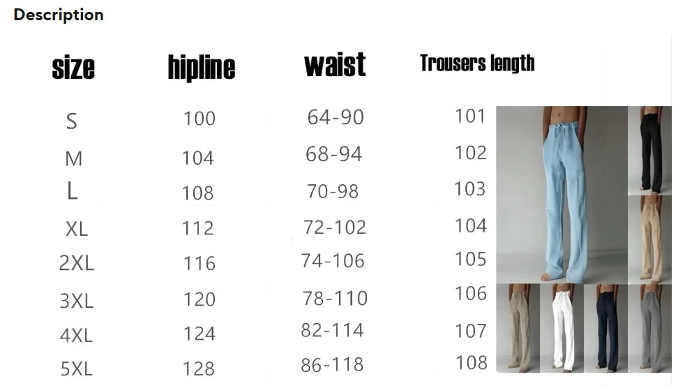 Spring and summer new men's solid-color cotton and linen casual long pants, Hawaiian beach loose sports and breathable street pa