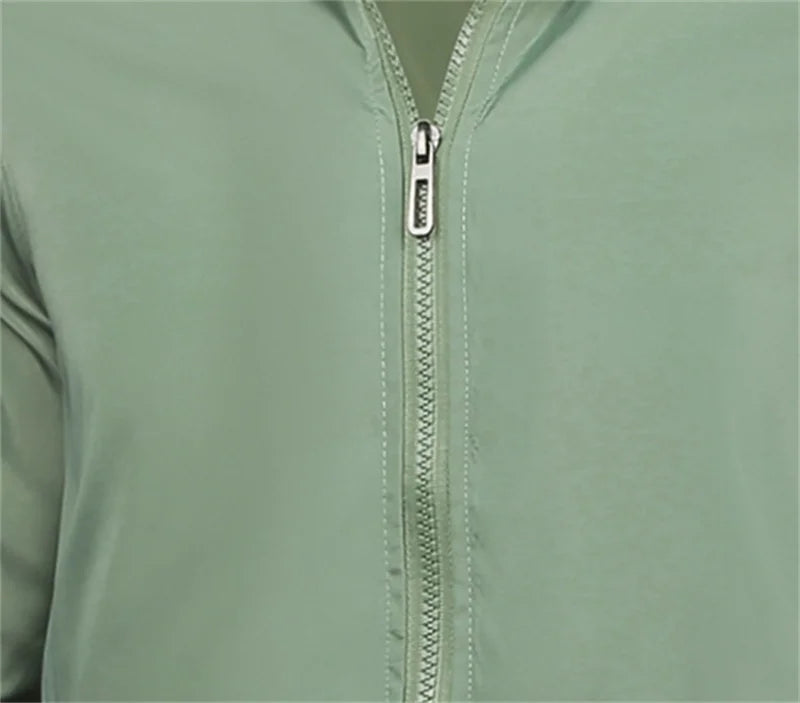 Men's casual sports spring and fall zipper baseball side seam pocket casual jackets without hooded daily