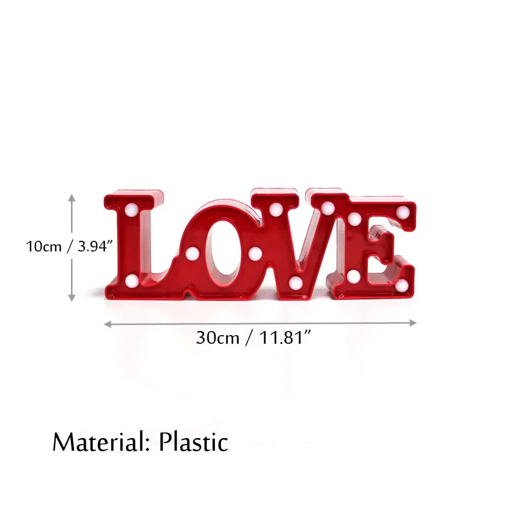 Romantic Valentine's Proposal 3D LOVE LED Letter Sign Night Light Heart Marquee Table Lamp Lanterns Lamp for Christmas Wedding