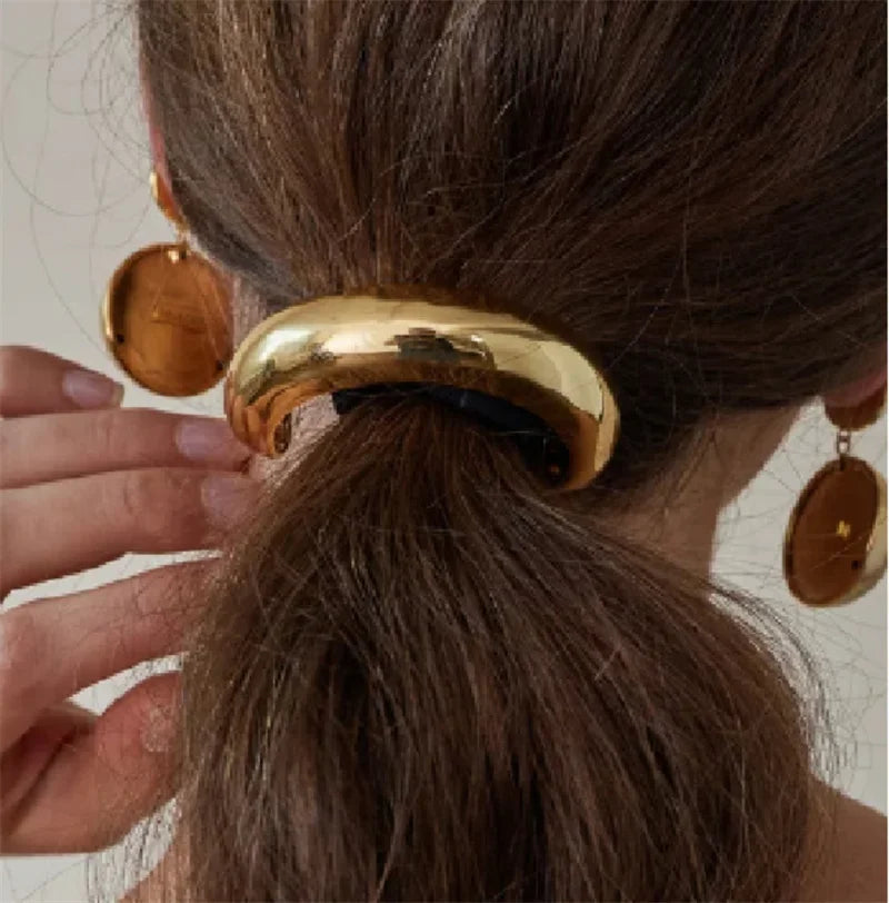 XIALUOKE Vintage Multilayer Metal Geometry Hair Bands Rope For Women Headband Elastic Ponytail HairPins Hairwear Hair Jewelry