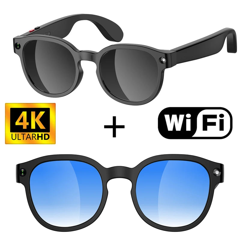 For Men Women Ai Smart Glasses 8MP 4k HD Camera Glasses AI Wake-up Bluetooth Music Audio Sunglass Language Translation