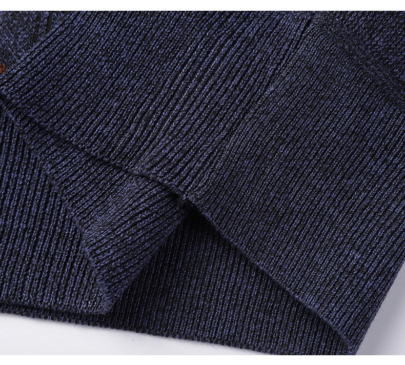 Round Necked Sweater for Men with Plush Insulation and Inner Layer for Men with Bottom Layer Men's Autumn and Winter Black Knit