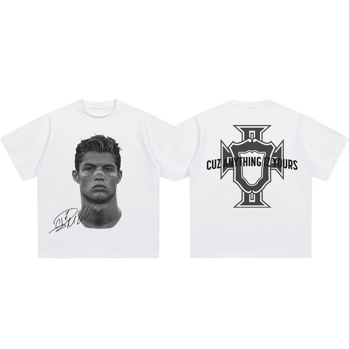 2025 Tribute To C Luo American Football Star Print American Street Trend High-quality Cotton T-shirts for Men and Women