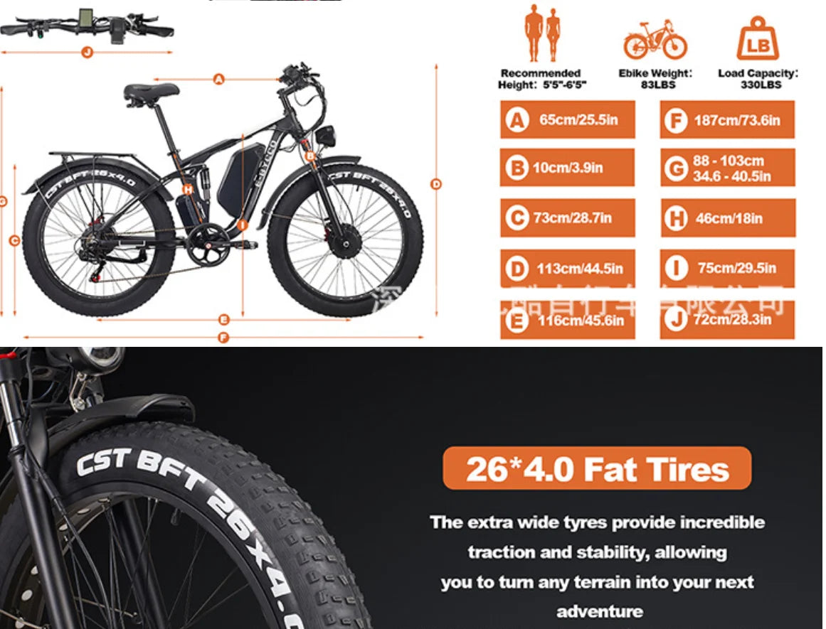 EB7PRO EBike 2000W Powerful Motor 52V23AH Battery Hydraulic Braking Electric Bicycle 26-Inch Fat Tire All Terrain Electric Bike
