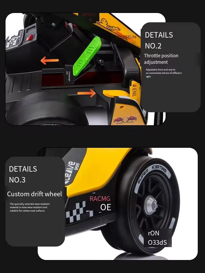 Go Kart for Kids Toy Drift Car Rechargeable Battery Operated Adults Can Ride Child Toy Electric Racing Car