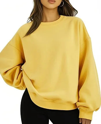 Plus Size Solid Color Sweatshirt, Casual Long Sleeve Crew Neck Pullover Sweatshirt, Women's Plus Size Clothing