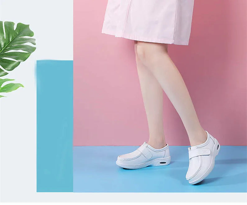 autumn and winter new fashion casual adult women's shoes Nurse shoes white flat leather fashion white  women shoes