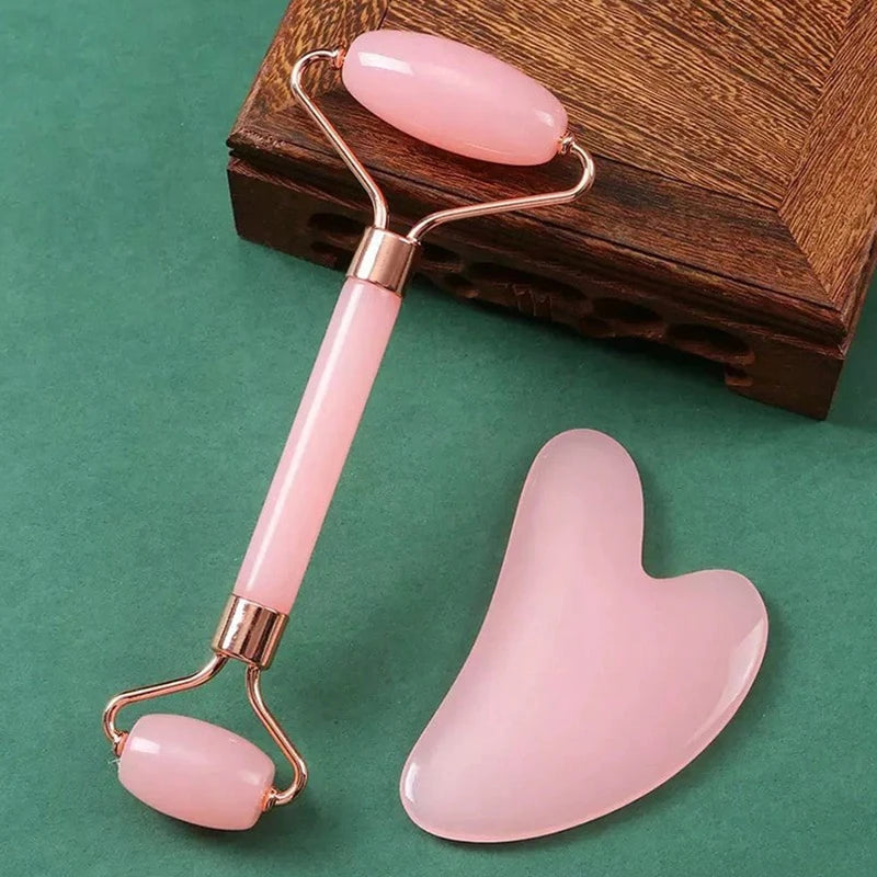 2Pcs Ice Face Roller Gua Sha Scraper Set Portable Face Neck Skincare Tool Facial Massage Roller Lifting Contouring Beauty Tools