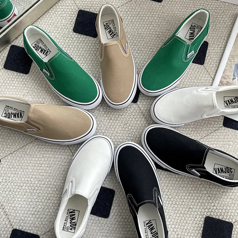 Canvas Shoes Women Couple Slip on Flat Comfortable Casual Shoes Fashion Platform Ladies Vulcanized Shoes Zapatillas Mujer 2025