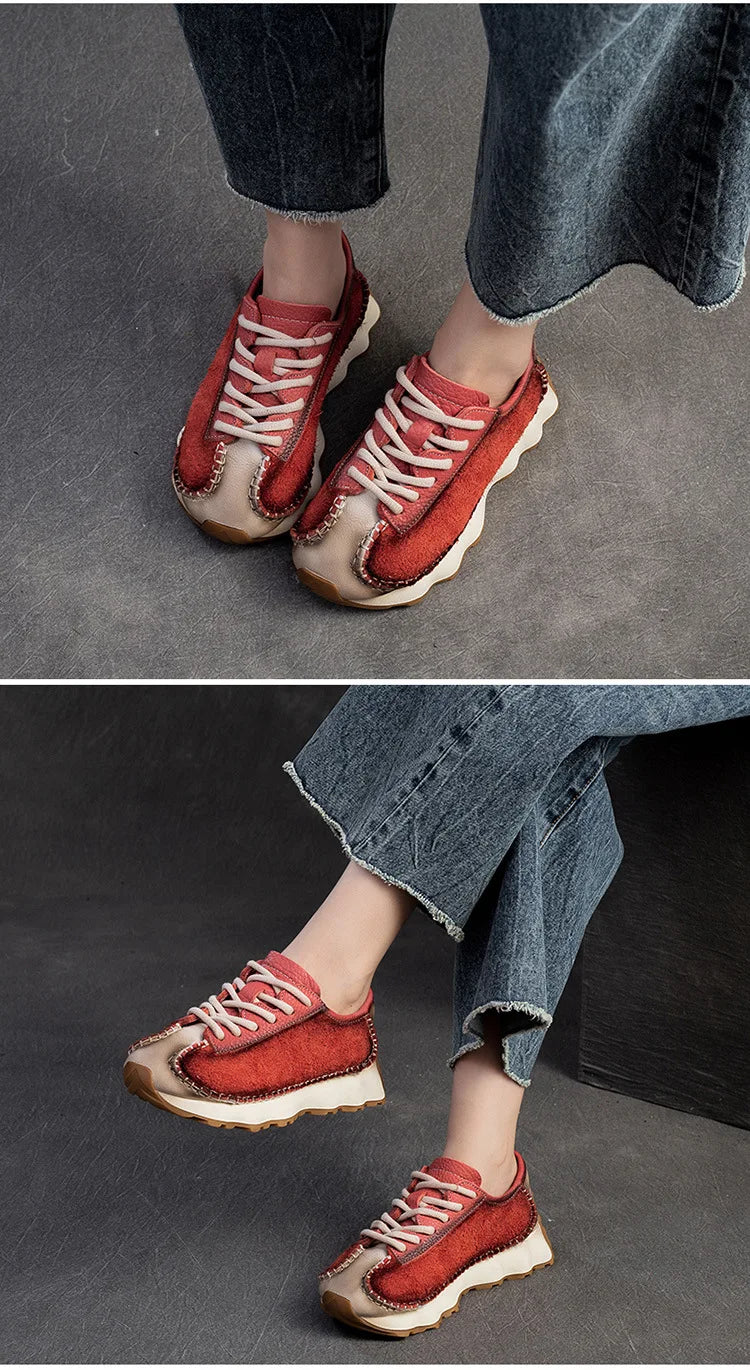Koznoy 3cm Suede Cow Genuine Leather Mixed Color Preppy Girl Vulcanize Platform Wedge Summer Ladies Spring Autumn Comfy Fashion