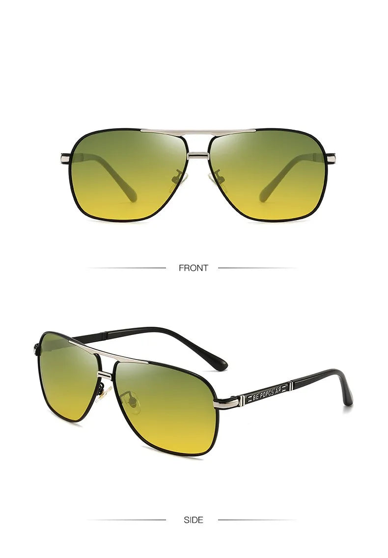 KAMMPT Oversized Vintage Sunglasses Men Women Fashion Polarized Photochromic Shades Eyewear Double Bridge Driving Sun Glasses