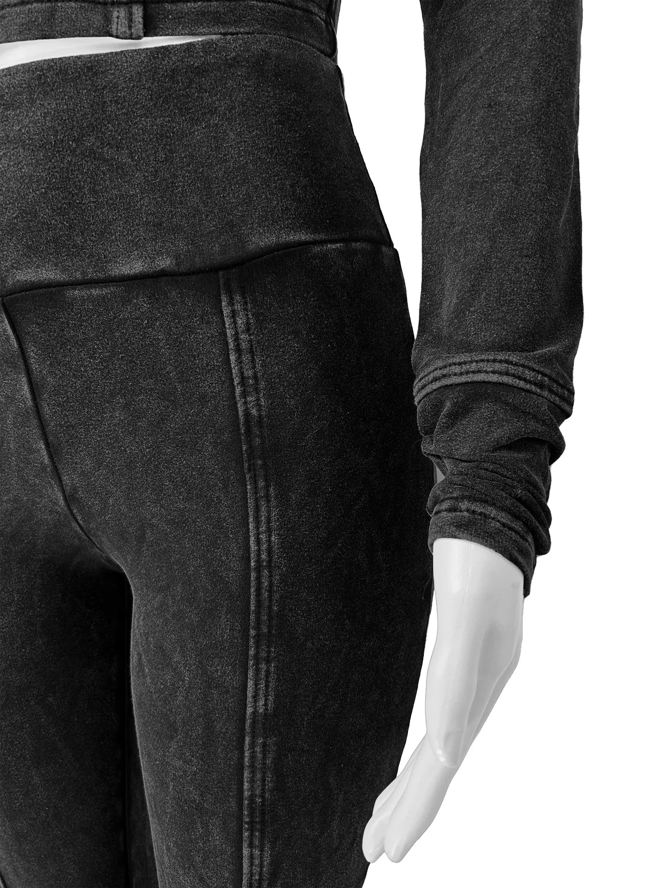 CM.YAYA Fashion Women's Set Long Sleeve Hooded Jacket and Slit Hem Flare Pants 2024 Fitness Two 2 Piece Set Outfits Tracksuit