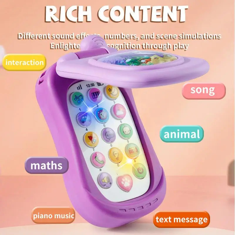 Interactive Early Education Toy: Cartoon Simulation Flip Phone with Music and Sound; Ideal for Children's Day Gifting