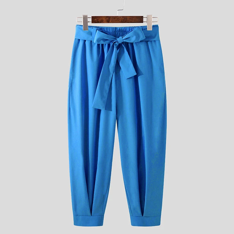 Spring Men Belt Baggy Pants Casual Streetwear Premium Quality Solid Color Oversized Joggers Fashion Harem Pants 2026 New S-3XL