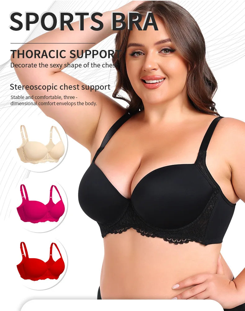 Plus Size Lingerie for Large Busts  Minimizing Anti-Sag Gathering Breathable Underwired Big Cup Size B C D E F 38 40 42 44 46 48