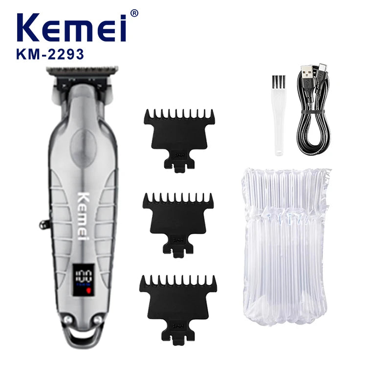 Kemei 2293 Electric Hair Clippers Men Professional Barber Hair Cutting Machine Wireless Carving Clipper Alloy Body Hair Trimmer