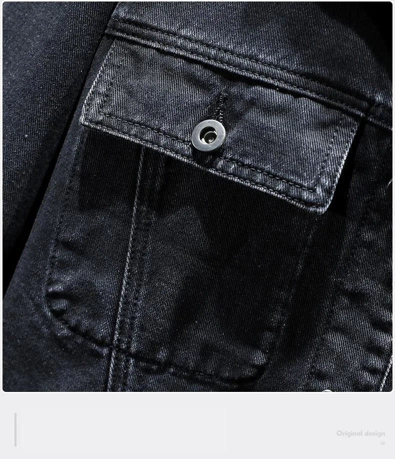 2024 Spring and Autumn New Fashion Solid Color Cotton Large Size Denim Jacket Men's Casual Relaxed Comfortable Breathable Jacket