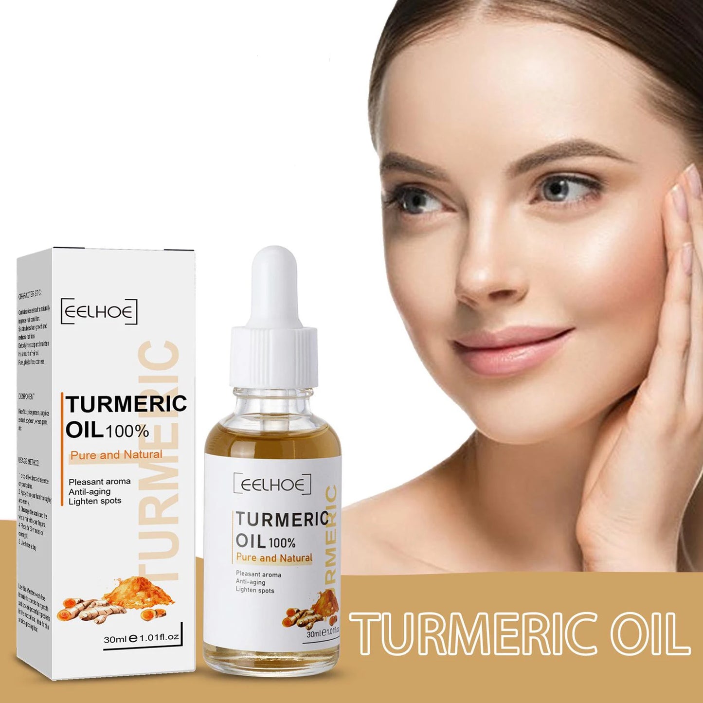 Turmeric Essence Serum Essential Oil Organic Moisturizing Smooth Skin Spot Reducing Fine Lines Turmeric Face Care Oil 30ml