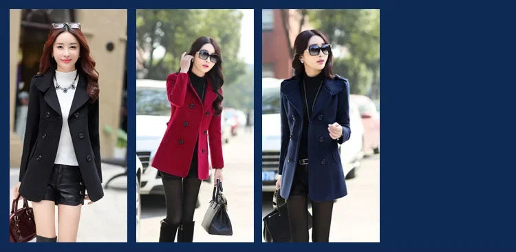 Spring Autumn Women's Slim Fit Short Double Breasted Woolen Coat Thickened Korean Style Fashionable Outerwear