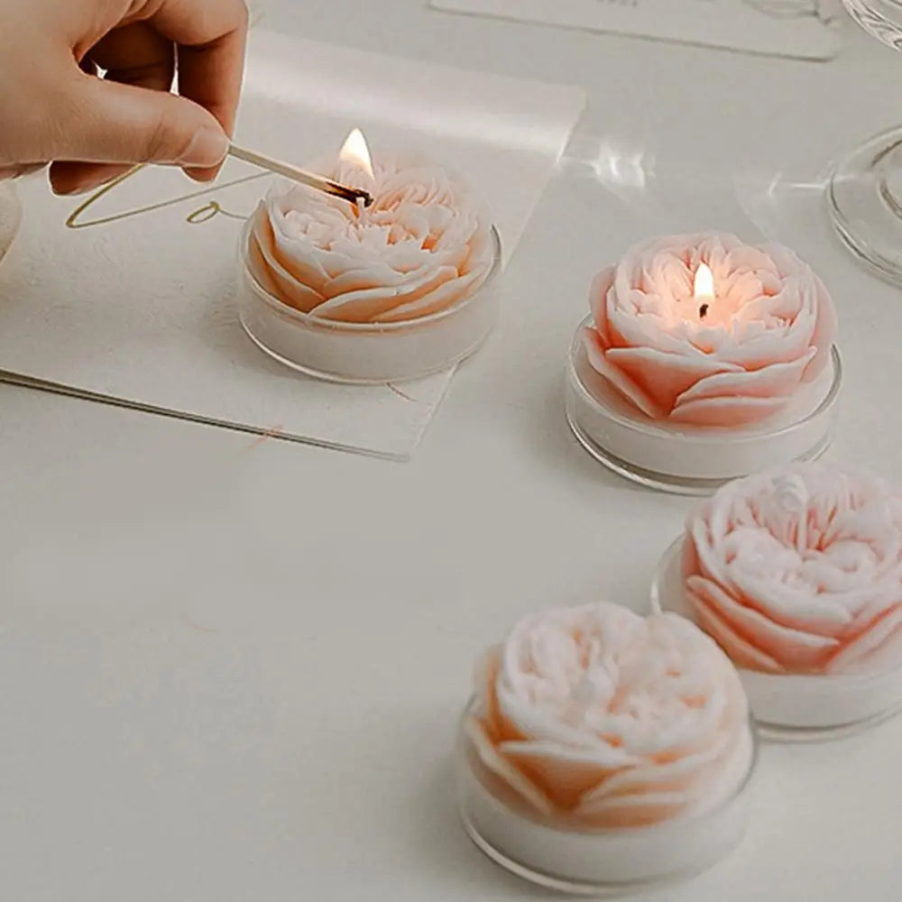 1Pc Beautiful rose Flower Scented Candle Smokeless Low Temperature Soy Wax Aromatherapy Candles Ornament Home Decoration Gifts