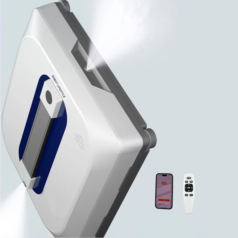 Robotic Window Cleaner Washing Windows Robot with Spray ,Two Water Tank,Spin Mop,5600Pa,Remote control, Home Robot Washer Glass
