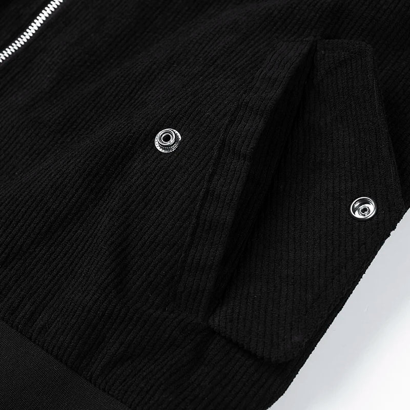 Men's Baseball Suit Spring and Autumn Fashion Loose Corduroy Trendy High Street Stand up Collar Coat Men Versatile Flying Jacket