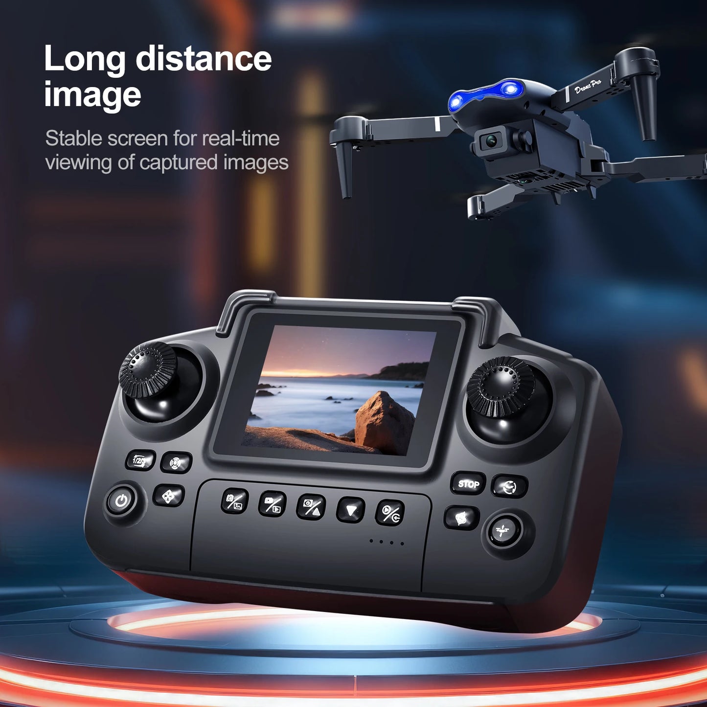 Newest E88 E99D Screen-controlled Lighting Mini Drone 4K 2 Camera Optical Flow Remote Control Aircraft Mavic Air 2