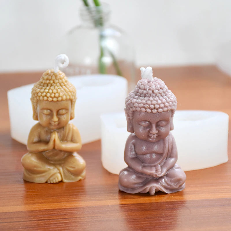 For fun 3d Buddha Silicone Candle Mold Church Buddha Incense Candle Plaster Decoration Mold DIY Church Candle Home Decor