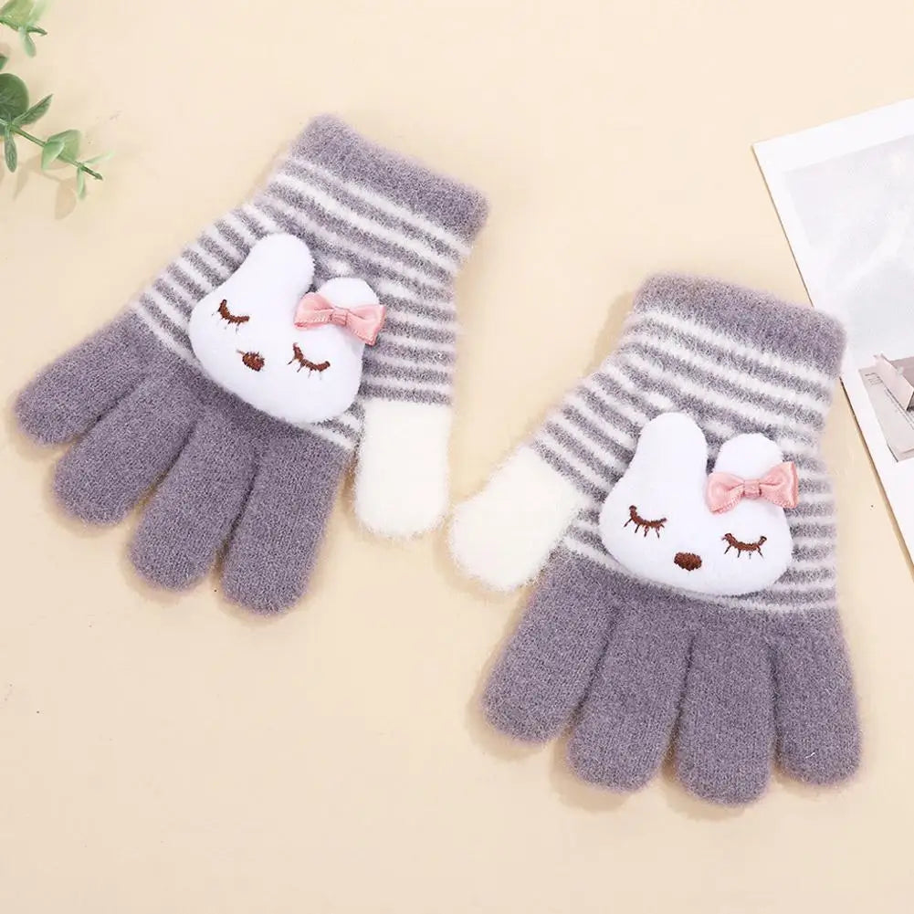 Kids Winter Gloves Thermal Warm Windproof Cartoon Animal Mittens for Boys Girls Children Outdoor Skiing Full-Finger Gloves