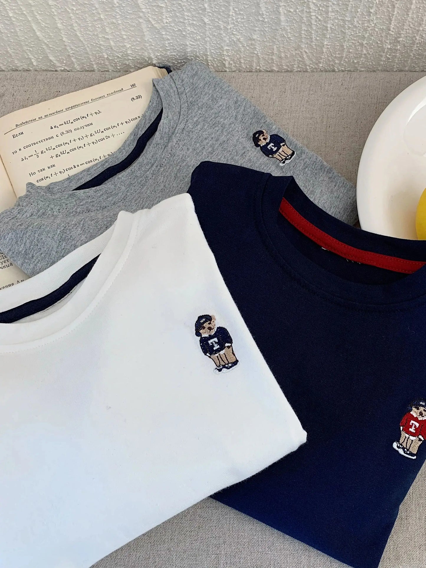 Children's T-shirt Spring Boys and Girls Striped Bear Base Shirt Baby Versatile Long Sleeve T Trendy