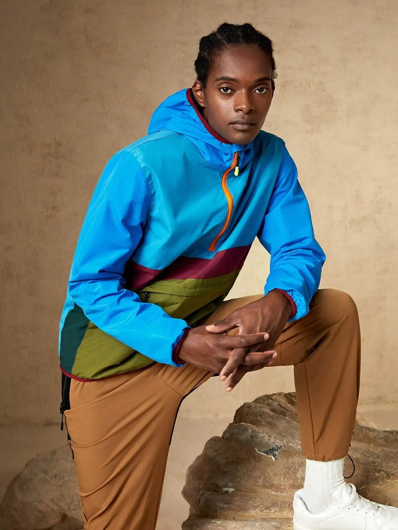 American Casual Loose Men's Jacket Thin Climbing Windproof Waterproof Outdoor Leisure Fashion Zipper Decoration Long Sleeve